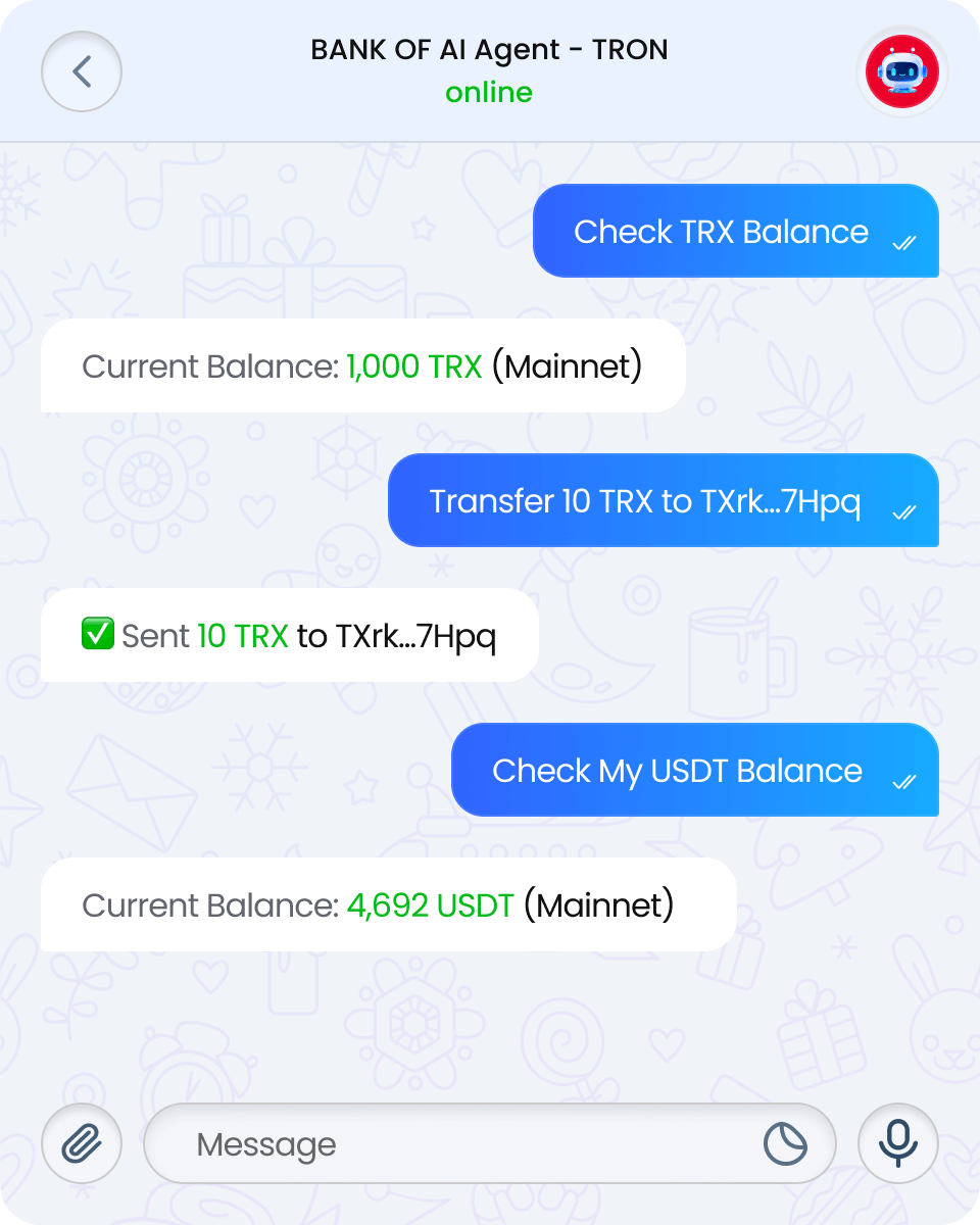 BANK OF AI Agent - TRON